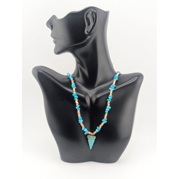 Navajo Pendant Jewelry Natural MIni Turquoise Nuggets Melon Shell Necklace *** - Picture 1 of 11